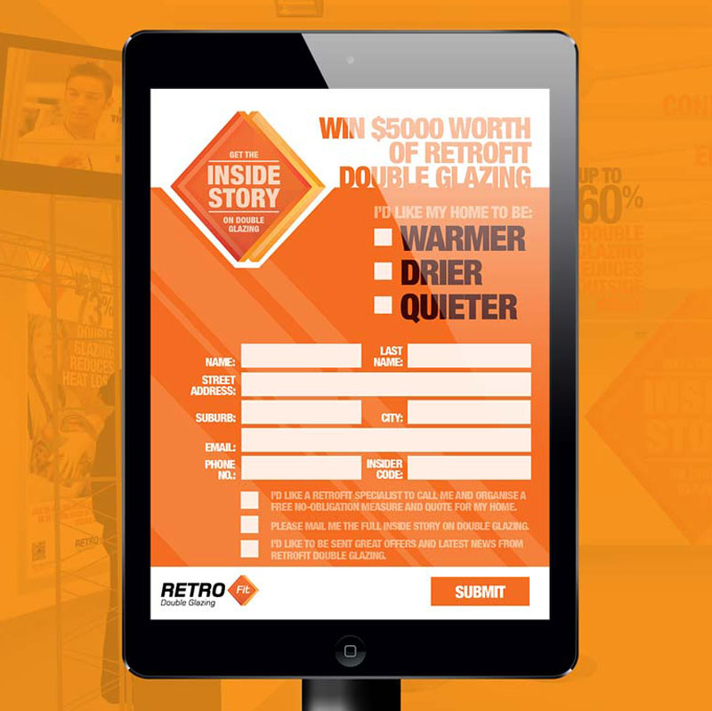 Retrofit Double Glazing, 'get the inside story' trade display registrations and follow up eDM.